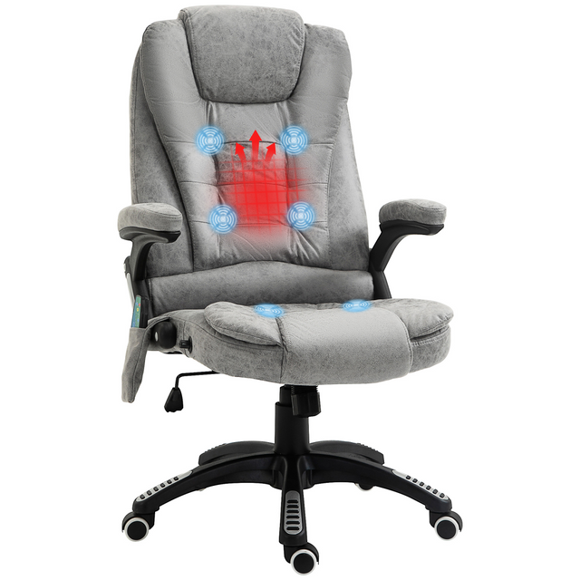 Grey executive heated massage reclining chair