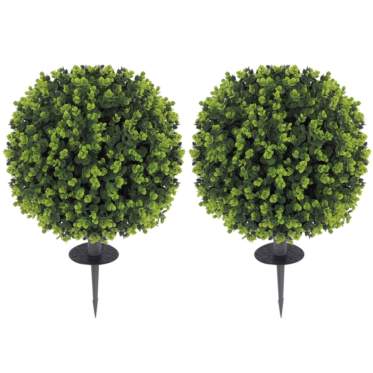 HOMCOM Set of 2 Artificial Boxwood Topiary Balls with Eucalyptus Leaves – Indoor Outdoor Plants, Green