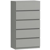 HOMCOM 5-Drawer Chest of Drawers with Soft-Close Hinges and Handle-Free Design – Modern Bedroom Storage Unit