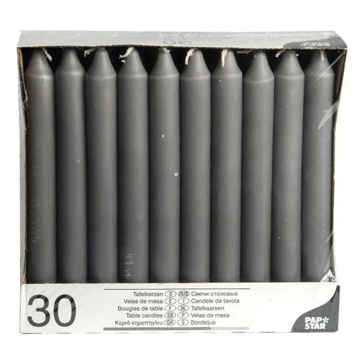MM HOMESTORES Table Candles 8" Pack of 30 – Dining & Home Decor, Grey