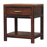Artisan Furniture Solid Wood Regency Nightstand with 1 Drawer & Lower Shelf – Chestnut Bedside Table, Dark Brown