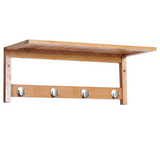 HOMCOM Wall-Mounted Clothes Rack with 4 Hooks and Top Shelf – Hallway Coat Rack, 50 x 17 x 20 cm