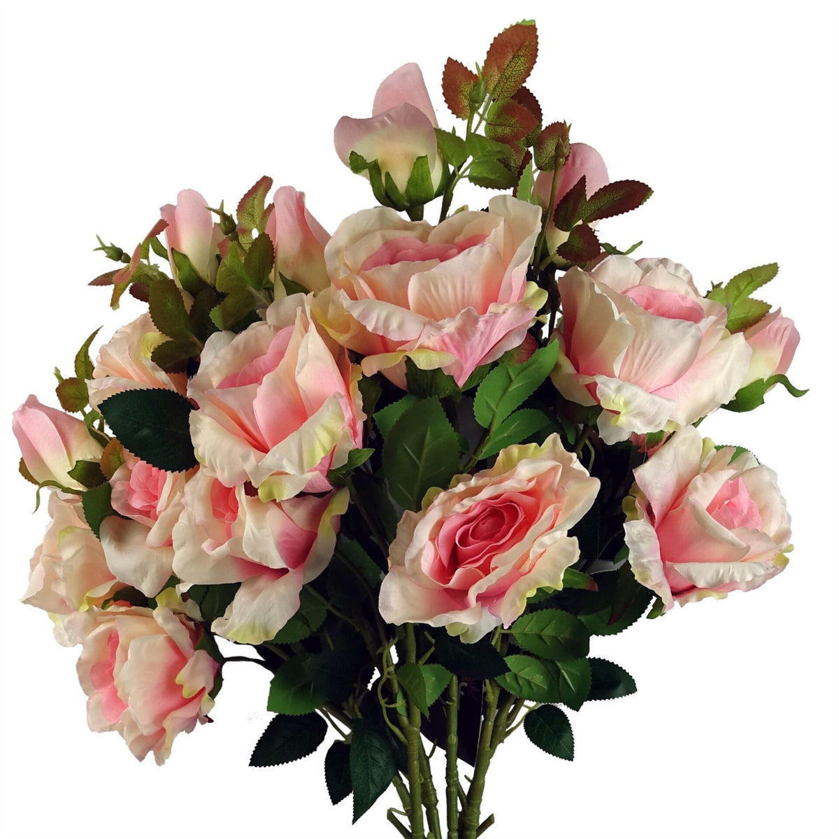 Pack of 6 x 80cm Artificial Pink Rose Stem – 18 flowers
