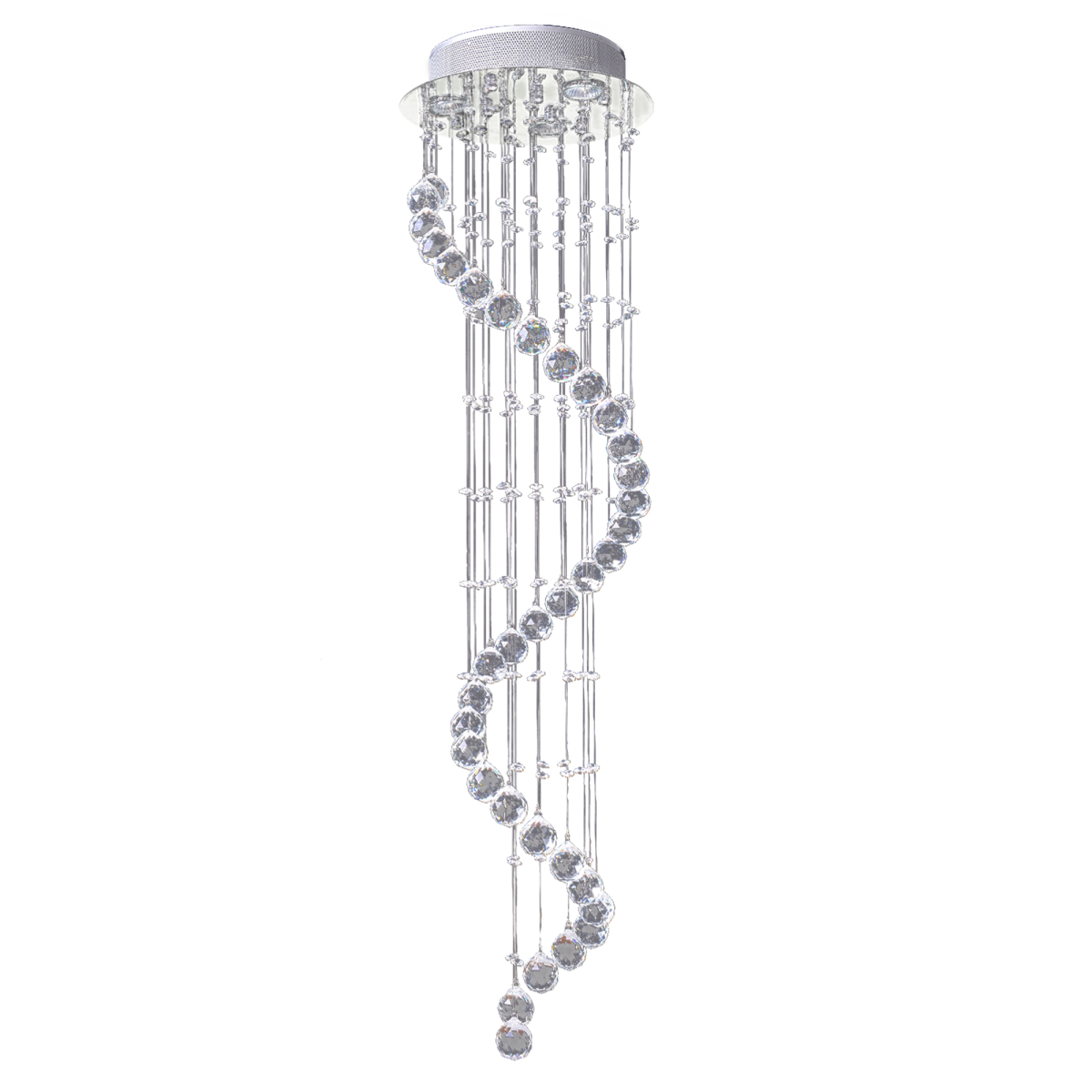 HOMCOM Crystal Chandelier with 160 Octagon Crystals – Polished Chrome Ceiling Light for Living Room and Hall