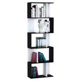 HOMCOM 5-Tier S-Shaped Bookcase – Open-Back Display Shelving and Room Divider, Black
