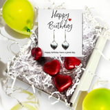 Aye Do Gifts Happy Birthday Mini Gift Hamper with Silver Heart Earrings and Milk Chocolate Hearts