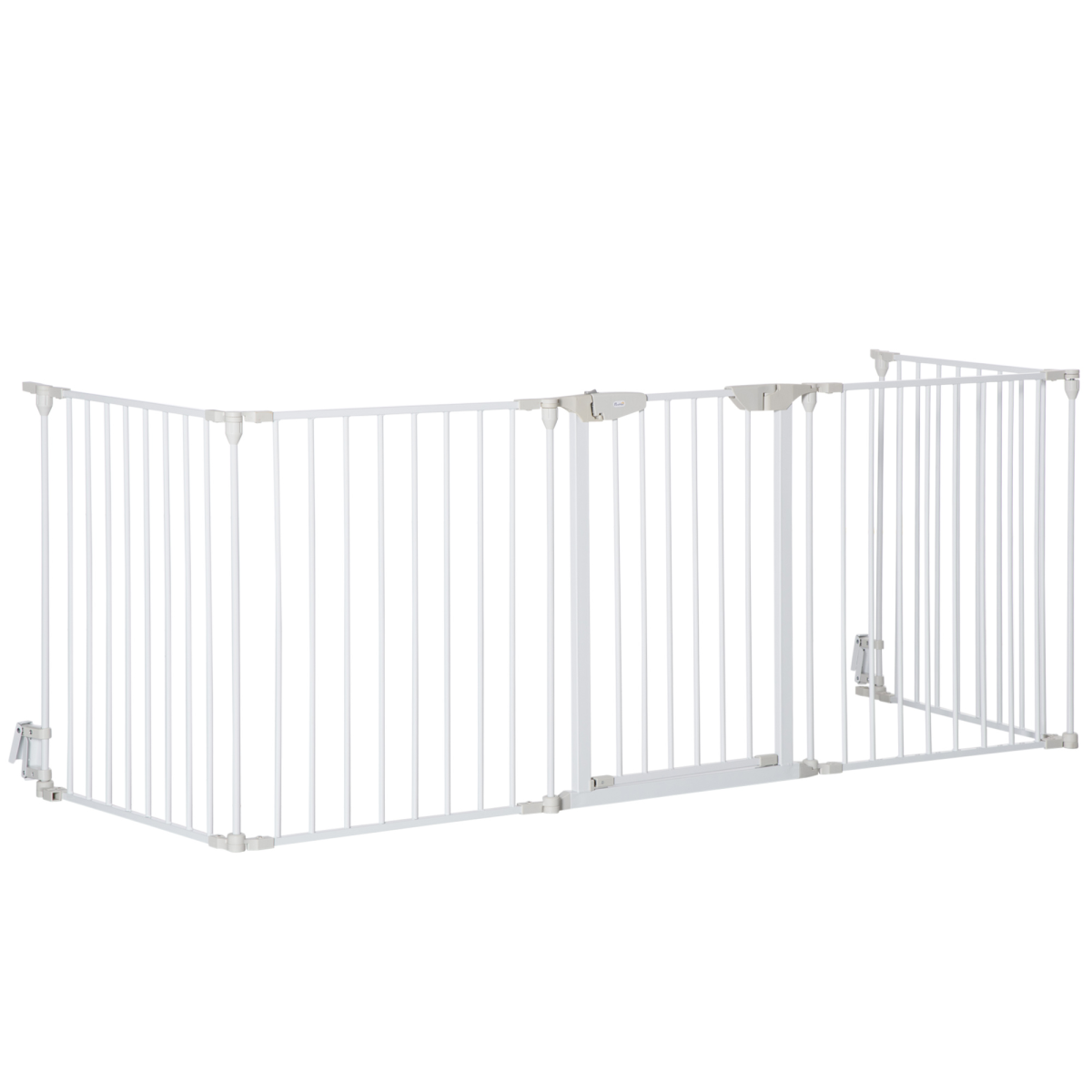 Pawhut 5-Panel Pet Gate and Dog Playpen with Walk-Through Door – Freestanding or Wall Mounted, White