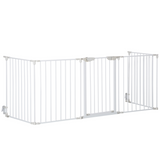 Pawhut 5-Panel Pet Gate and Dog Playpen with Walk-Through Door – Freestanding or Wall Mounted, White