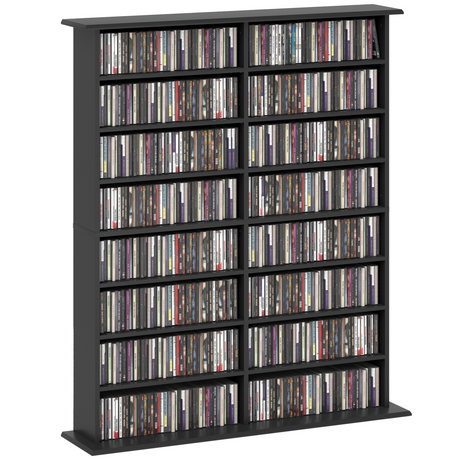 HOMCOM black CD DVD storage tower