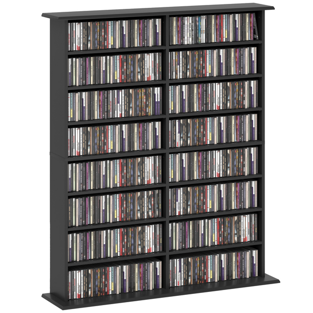 HOMCOM black CD DVD storage tower