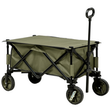 Outsunny Folding Garden Trolley with Fabric Bag & Top Cover, 100kg Load – Collapsible Steel Camping Cart