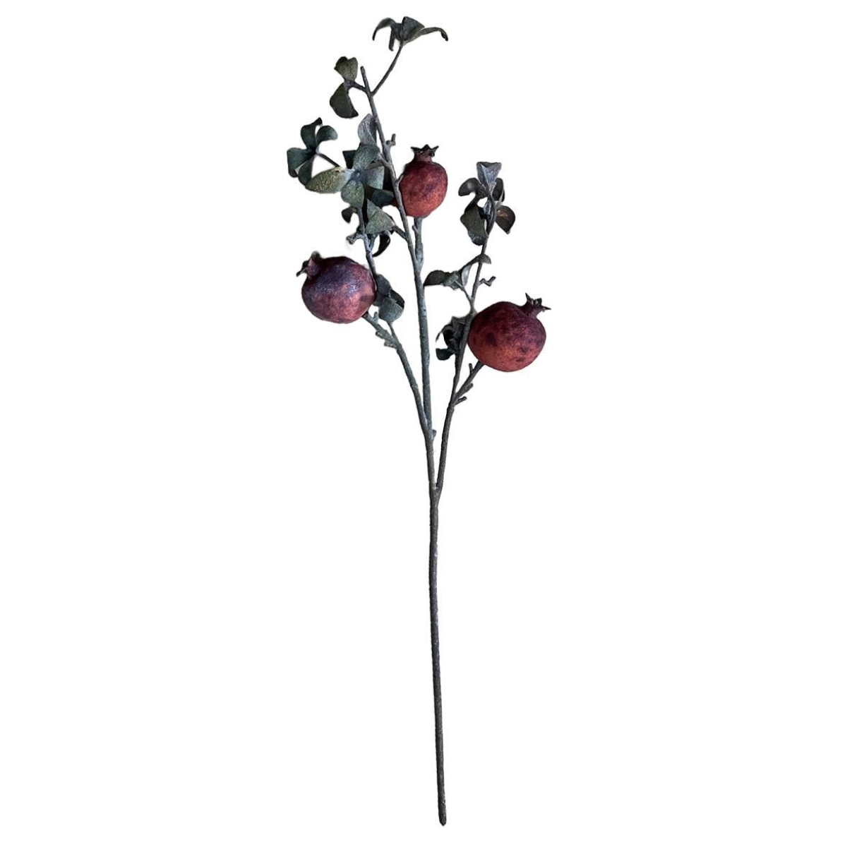 Leaf Artificial Pomegranate Stems, Pack of 6 – Realistic Fruit Foliage for Vases and Floral Displays, 75cm