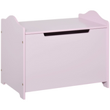 HOMCOM Kids Toy Box with Safety Lid – Pink Storage Chest for Bedroom, 60 x 40 cm, Ages 3+