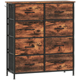 HOMCOM Eight Fabric Drawer Chest with Steel Frame, Pockets and Anti-Tipping Kit – Rustic Brown