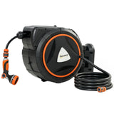 Outsunny 28m Retractable Wall-Mounted Hose Reel – Auto Lock, Slow Return, 12-Pattern Nozzles