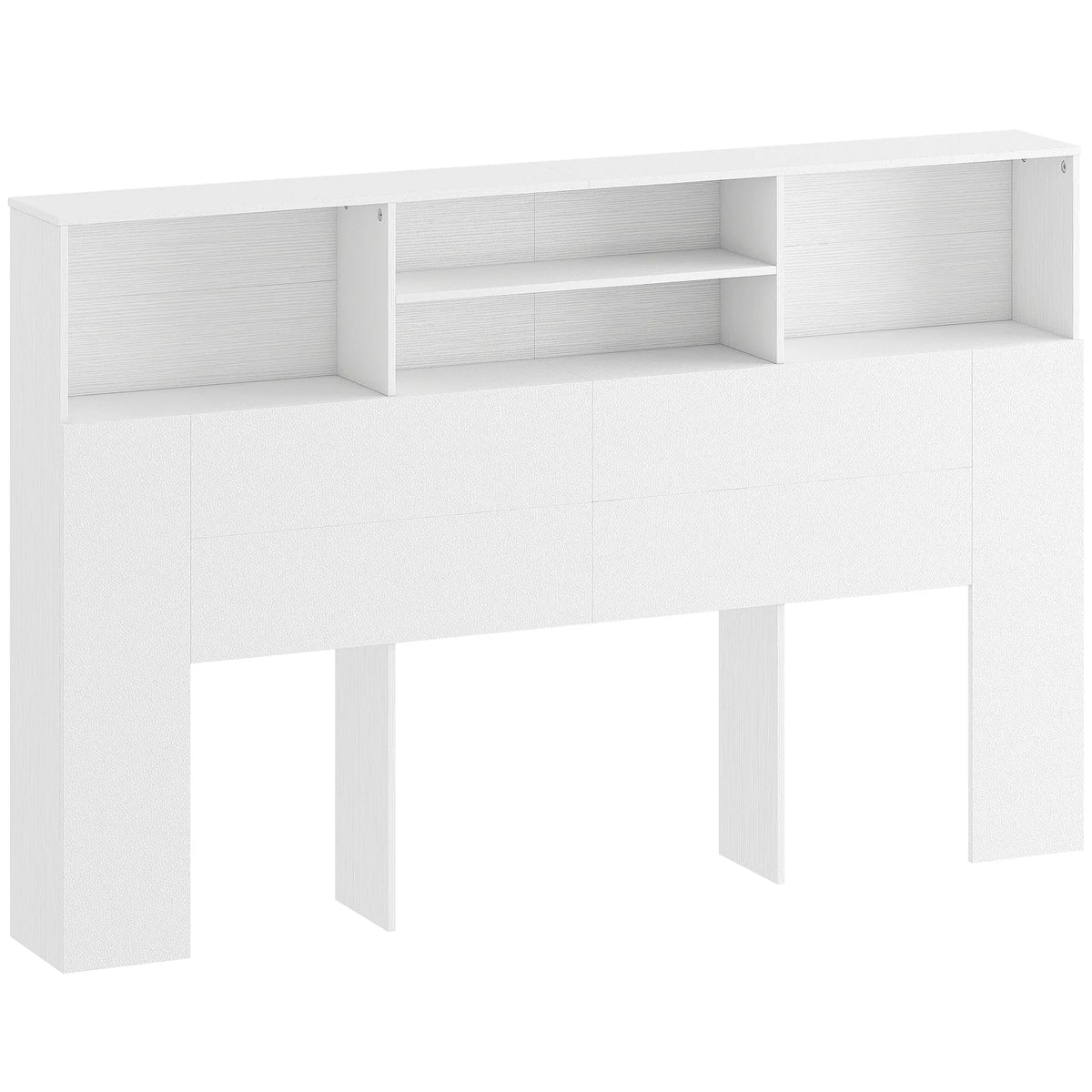HOMCOM King-Size Freestanding Headboard with 4 Open Storage Compartments – Bedroom Bed Headboard, White