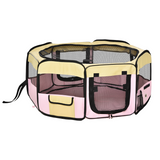 Soft Fabric Pet Playpen for Dogs, Cats, Puppies and Rabbits – 8-Panel Foldable Indoor and Outdoor Pen, Pink, Small
