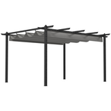 Outsunny 4x3m Aluminium Pergola Gazebo with Retractable Roof – Rust-Resistant Garden Shelter, Grey