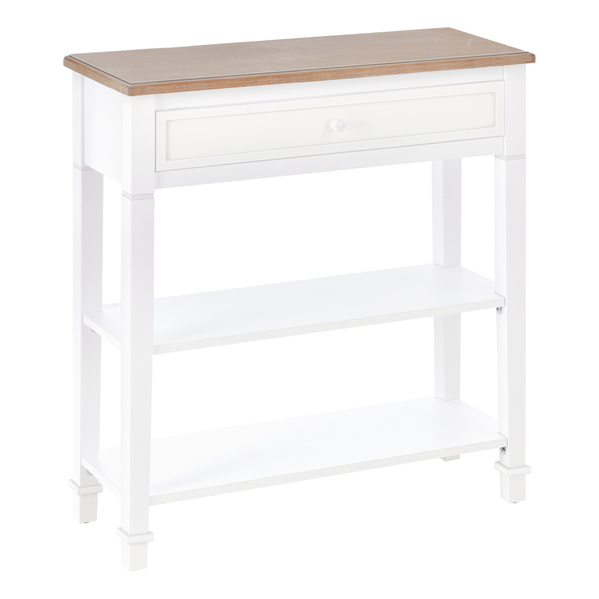 HOMCOM MDF Console Table with Wide Drawer and 2 Shelves – Hallway Storage Unit, White