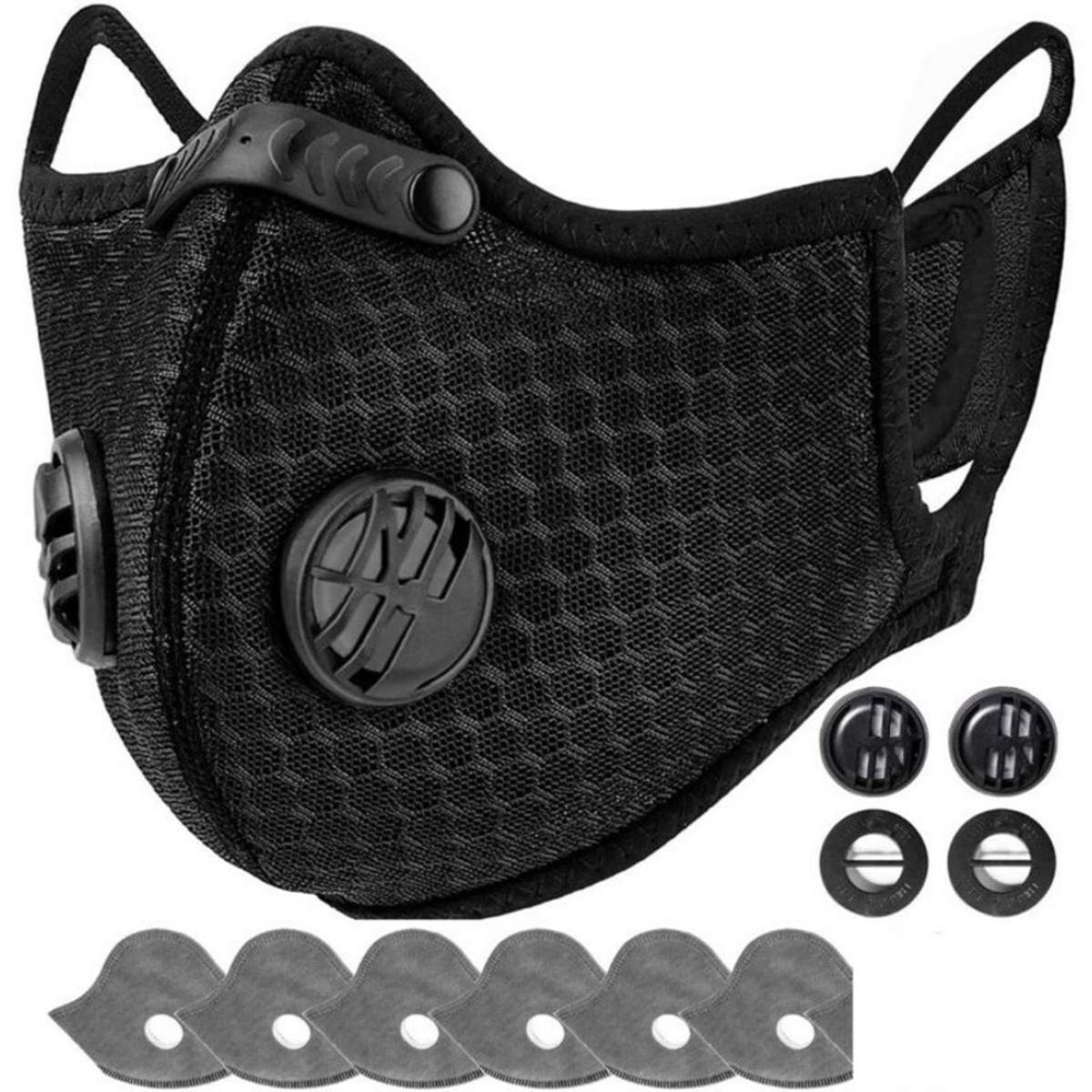 Reusable Half Face Mask with Activated Carbon Filters & Exhaust Valves – Cycling, Running and Outdoor Sports