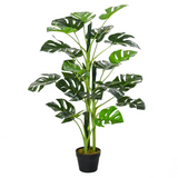Outsunny Artificial Monstera Tree with 21 Bendable Leaves and Pot – Indoor Outdoor Palm Plant, 1m