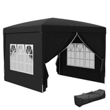 Outsunny 3 x 3m Pop Up Gazebo with Four Removable Walls & Carry Bag – Garden Party Tent Canopy, Black