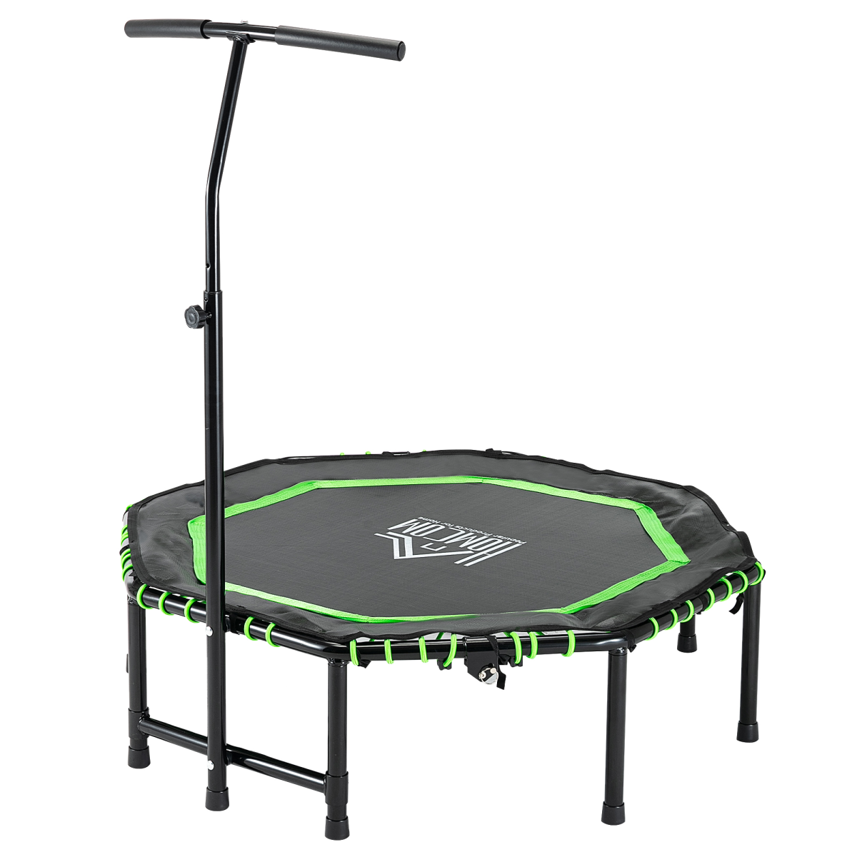 HOMCOM Foldable Fitness Trampoline with 3-Level Adjustable Handle – Rebounder for Adults & Teens, Green
