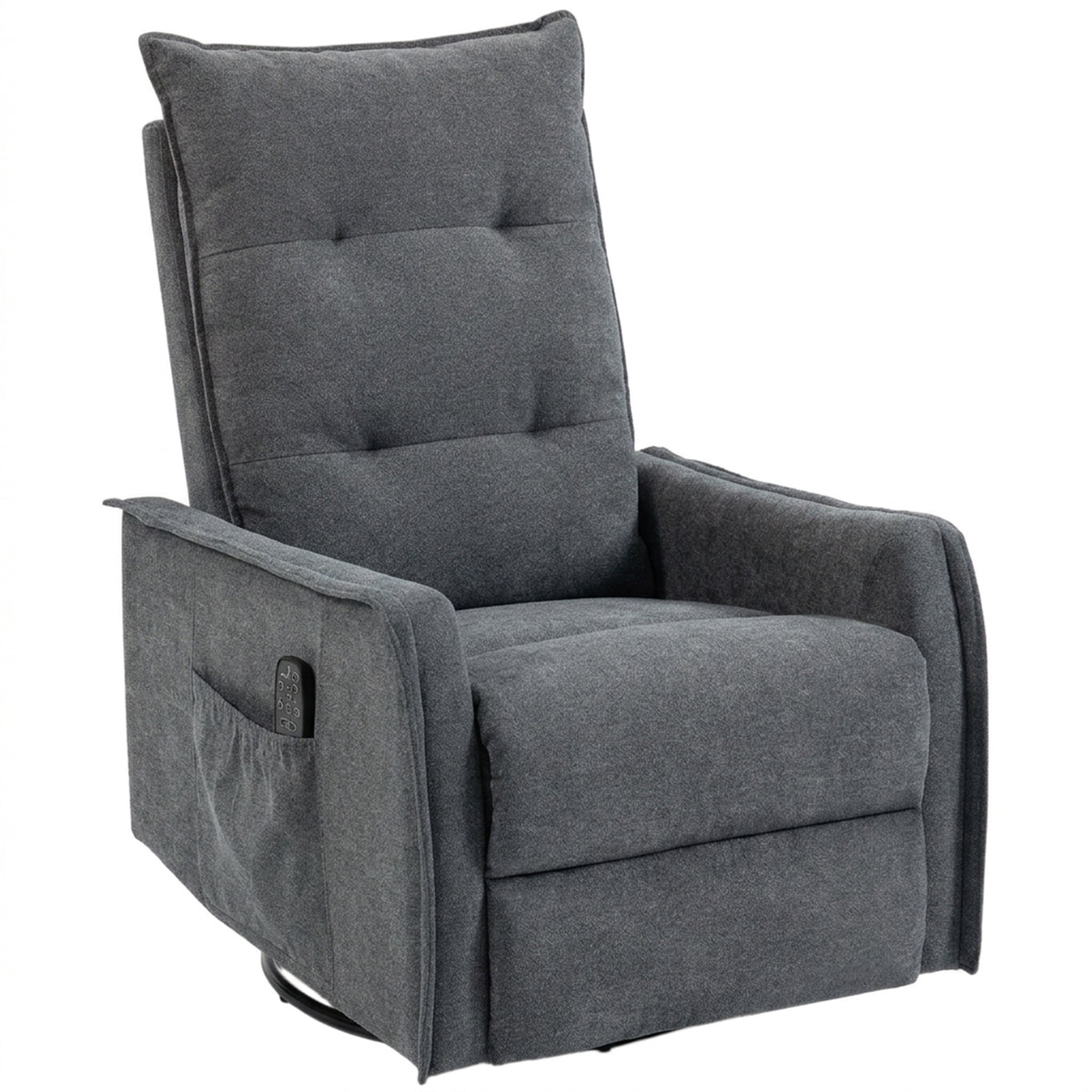 HOMCOM Chenille Recliner Armchair with Massage and Heat, 360° Swivel and Rocking – Manual Recliner, Dark Grey