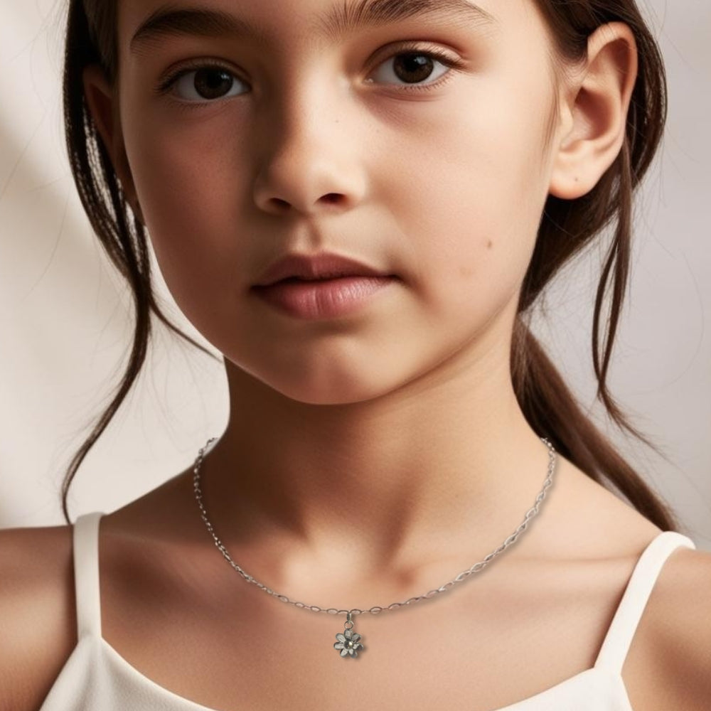 Aye Do Gifts Dinky Daisy Girls Sterling Silver Necklace, 16 Inch – Daisy Charm Gift for Birthdays & Christmas