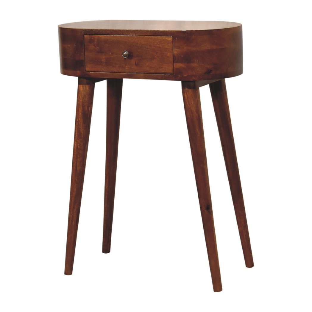 Artisan Furniture Solid Wood Mini Albion Console Table with Small Drawer – Compact Design, Chestnut Brown