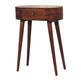 Artisan Furniture Solid Wood Mini Albion Console Table with Small Drawer – Compact Design, Chestnut Brown