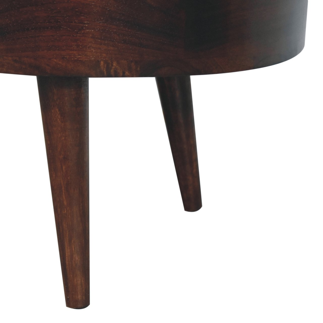 Artisan Furniture Solid Wood California Walnut Rounded Coffee Table with Drawer – Nordic Legs, Dark Brown