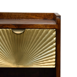 Artisan Furniture Mini Manila Gold Bedside Table with 1 Drawer & Open Shelf – Chestnut Finish, Brown