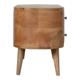 Artisan Furniture Rounded Media Unit in Solid Mango Wood, 4 Drawers & 2 Open Slots – Bedroom, Beige