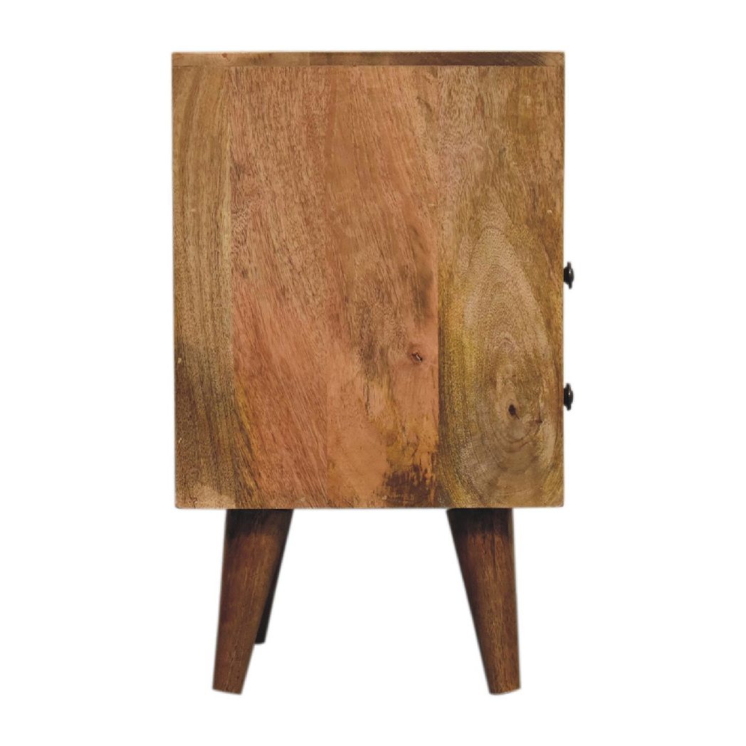 Artisan Mini Classic Solid Wood Bedside Table with 2 Drawers & Open Slot – Compact Bedroom Storage, Brown