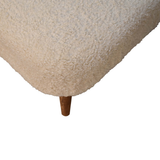 Artisan Furniture Boucle Square Footstool with Solid Wood Nordic Legs – Upholstered Accent Seat, Cream