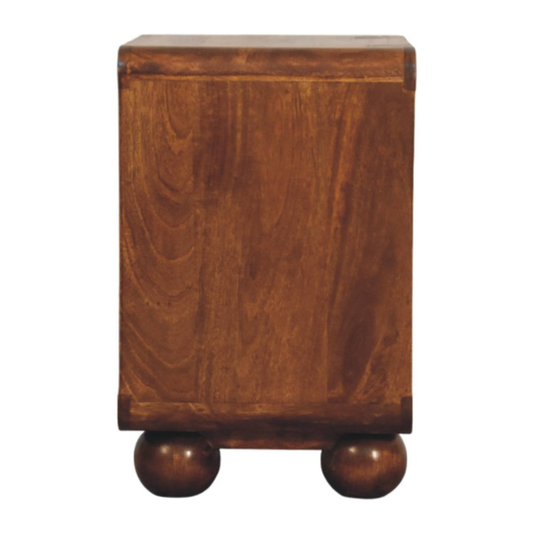 Artisan Furniture Solid Wood Larissa 2 Drawer Nightstand with Open Shelf – Rattan Bedside Table, Dark Brown