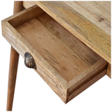 Artisan Furniture Solid Mango Wood Mini Nordic Style Writing Desk with 1 Drawer – Oak-ish Finish, Brown