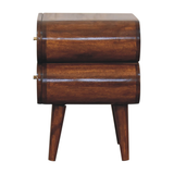 Artisan Furniture Bubble Bedside Table with 2 Drawers – Solid Mango Wood, Chestnut Finish, Brown