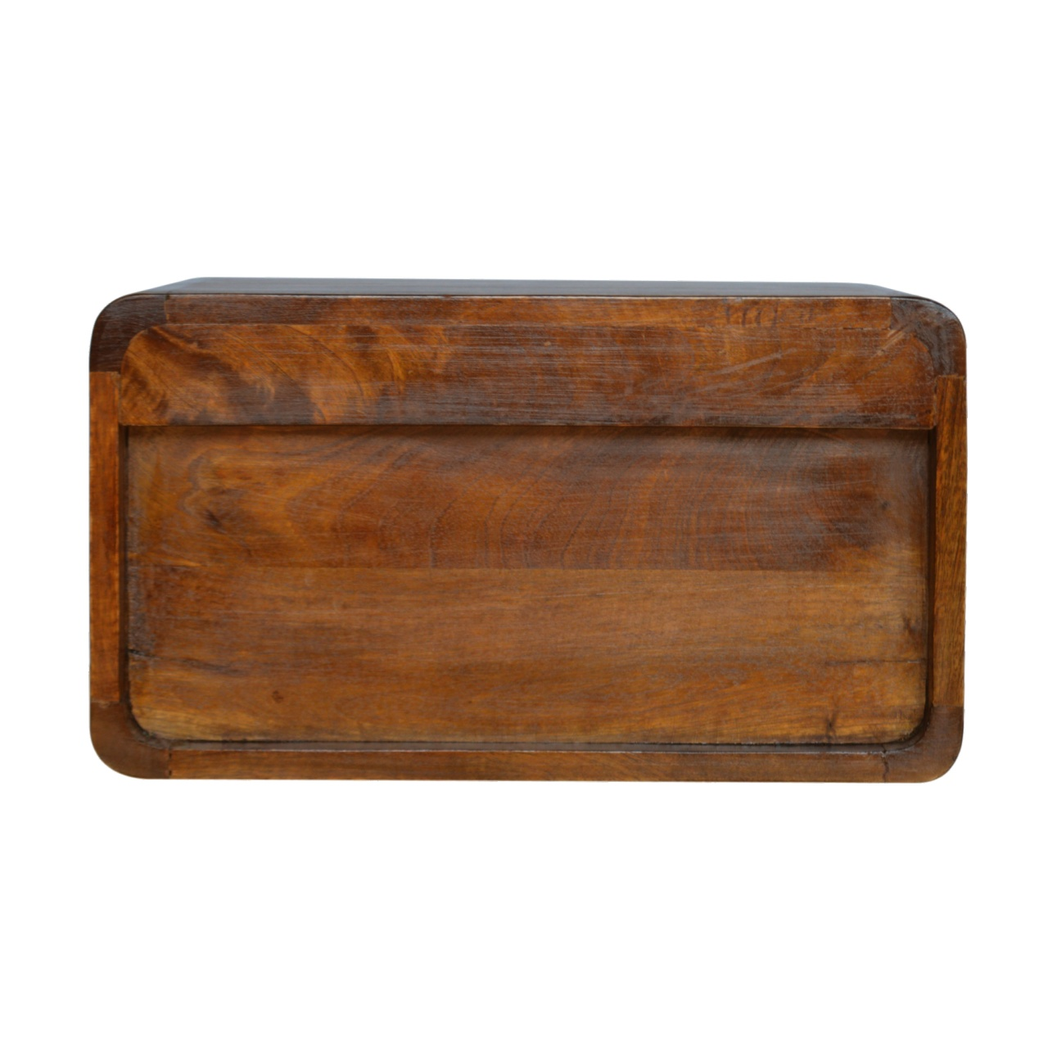 Artisan Furniture Solid Wood Chestnut Wall Mounted Woven Bedside, 1 Drawer & Shelf – Dark Brown