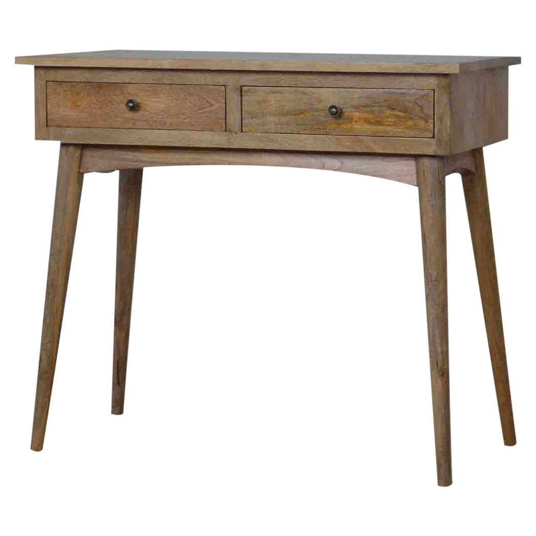 Artisan Furniture Hallway Console Table with 2 Drawers – Nordic Style Solid Mango Wood, Brown