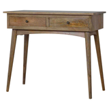 Artisan Furniture Hallway Console Table with 2 Drawers – Nordic Style Solid Mango Wood, Brown