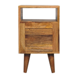 Artisan Mini Classic Solid Wood Bedside Table with 2 Drawers & Open Slot – Compact Bedroom Storage, Brown
