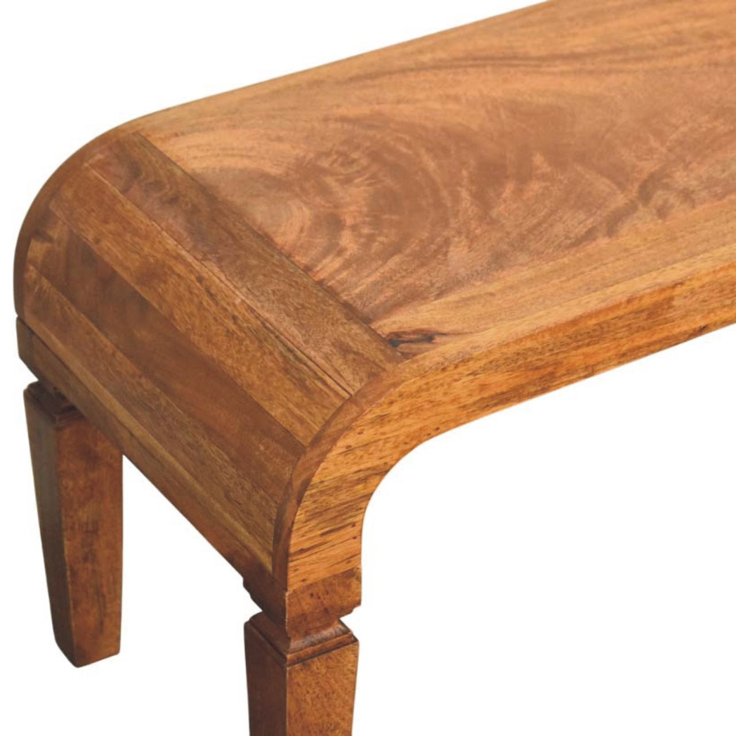 Artisan Furniture Solid Wood Arcus Coffee Table – Handcrafted Mango Wood, Amber Oak Finish, Beige
