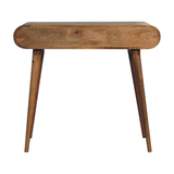 Artisan Furniture Solid Wood Curved Writing Desk with 1 Drawer & Open Shelf – Home Office, Oak-ish, Beige