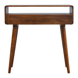 Artisan Curved Solid Wood Console Table with 2 Drawers – Hallway Furniture, Chestnut