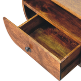 Artisan Furniture Circular TV Stand in Solid Mango Wood, 2 Drawers & Open Slot – Media Unit, Dark Brown