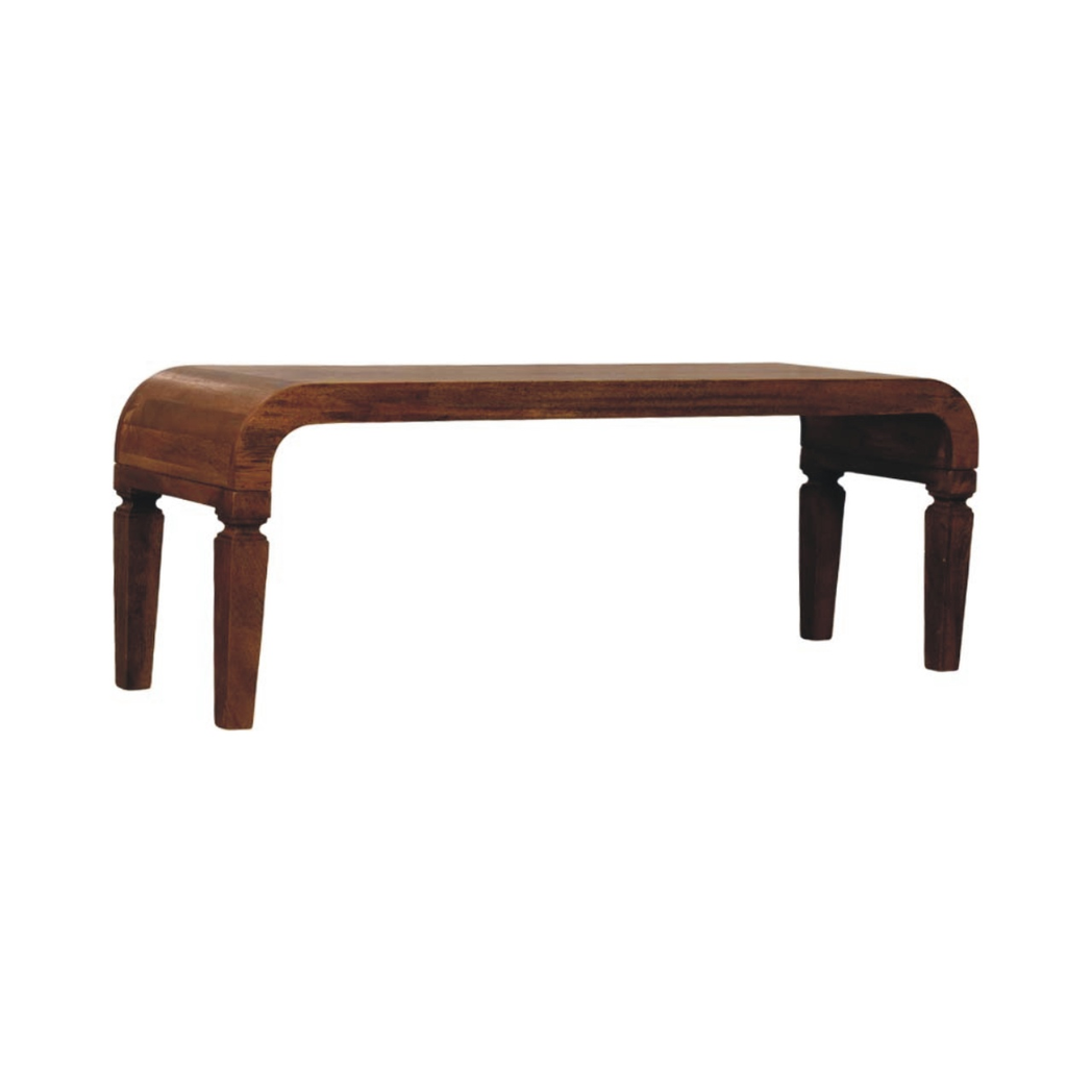 Artisan Furniture Solid Wood Arcus Coffee Table – Handcrafted Mango Wood, Amber Oak Finish, Beige