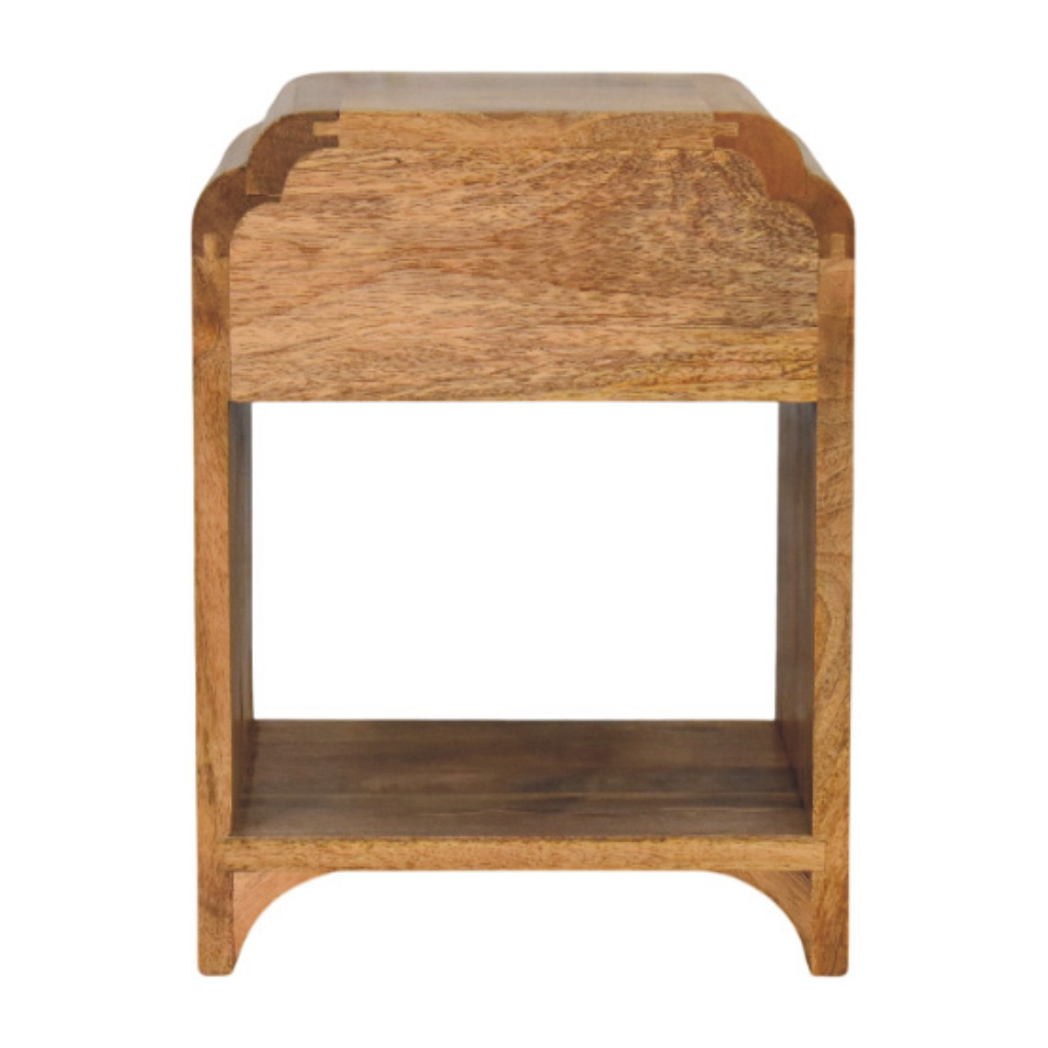 Artisan Newton Mini Solid Wood Nightstand with Drawer & Shelf – Compact Bedside Table, Brown