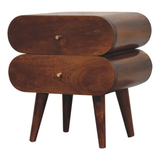 Artisan Furniture Bubble Bedside Table with 2 Drawers – Solid Mango Wood, Chestnut Finish, Brown